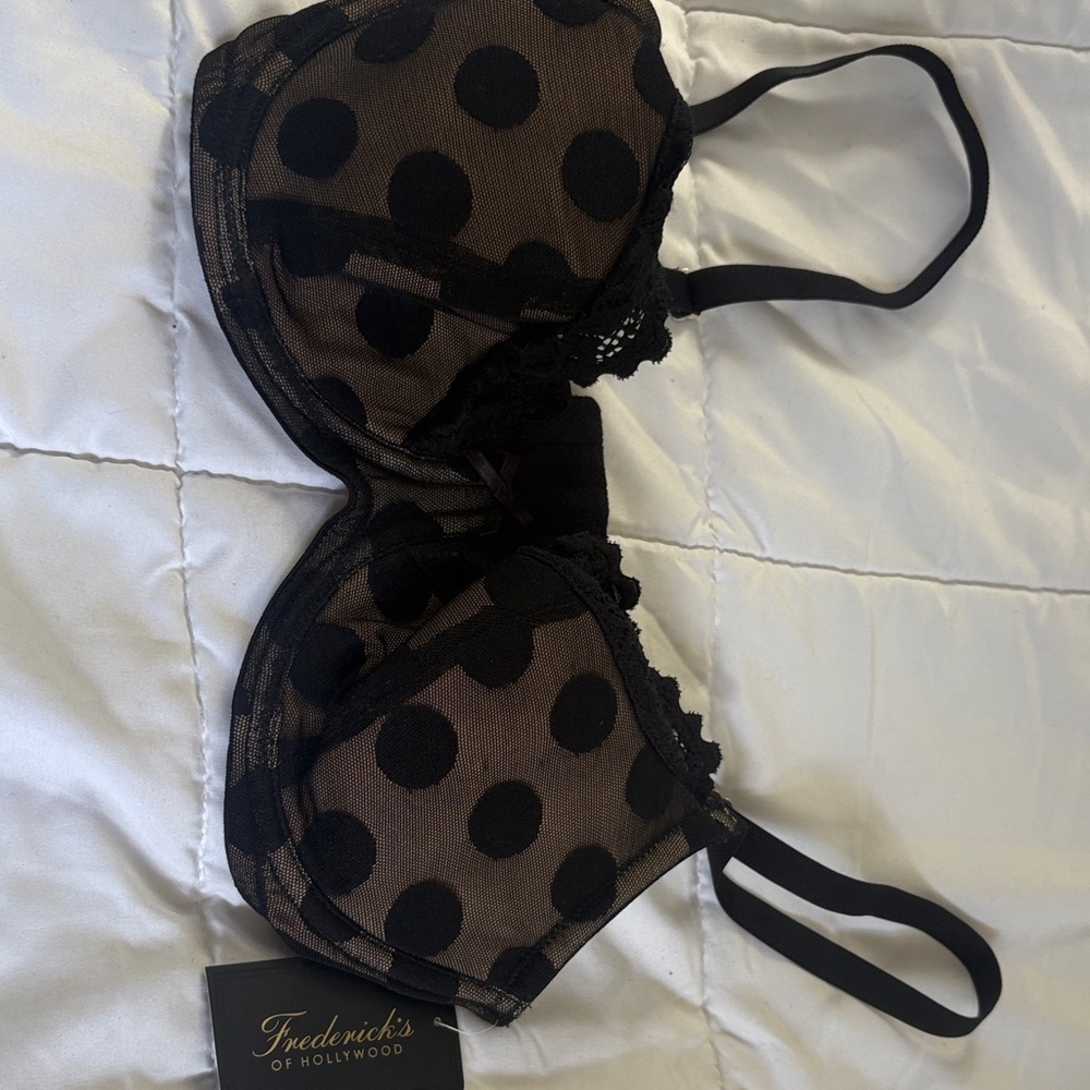 Frederick's of Hollywood Black and Brown Polka Dot Bra